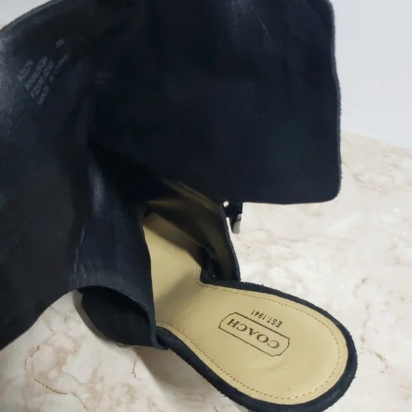 Coach Analeigh High Heel black Suede Open Toe Bootie Size 8 - Picture 8 of 8